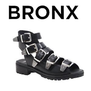 Bronx Women’s Ultra Fast Black Leather Gladiator Sandals - Size 40